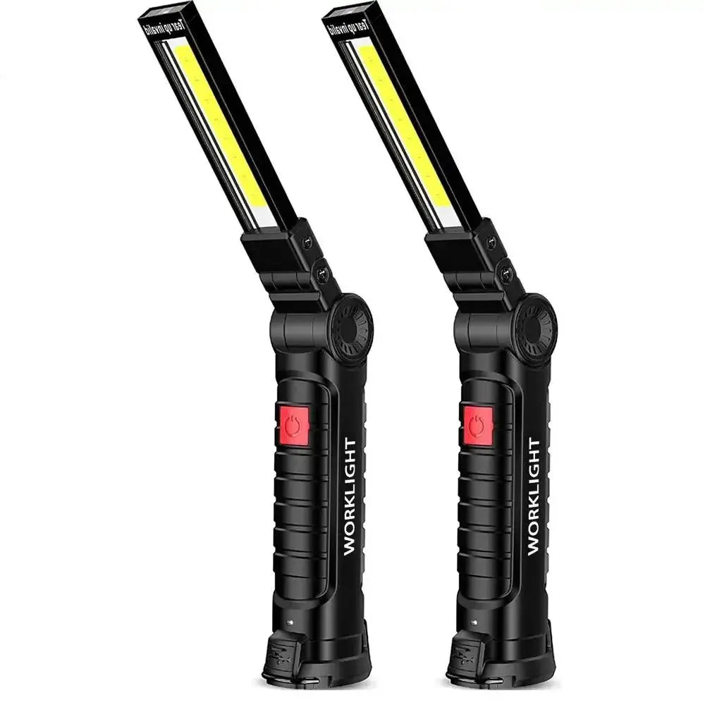 Rechargeable Foldable Flashlight for Men Father'S Day Gift, Summer COB+LED Magnetic Torch Inspection Lamp, Work Light, Outdoor Portable LED Lights for Camping Desk, Outdoor Travel Camping Supplies, LED Lights