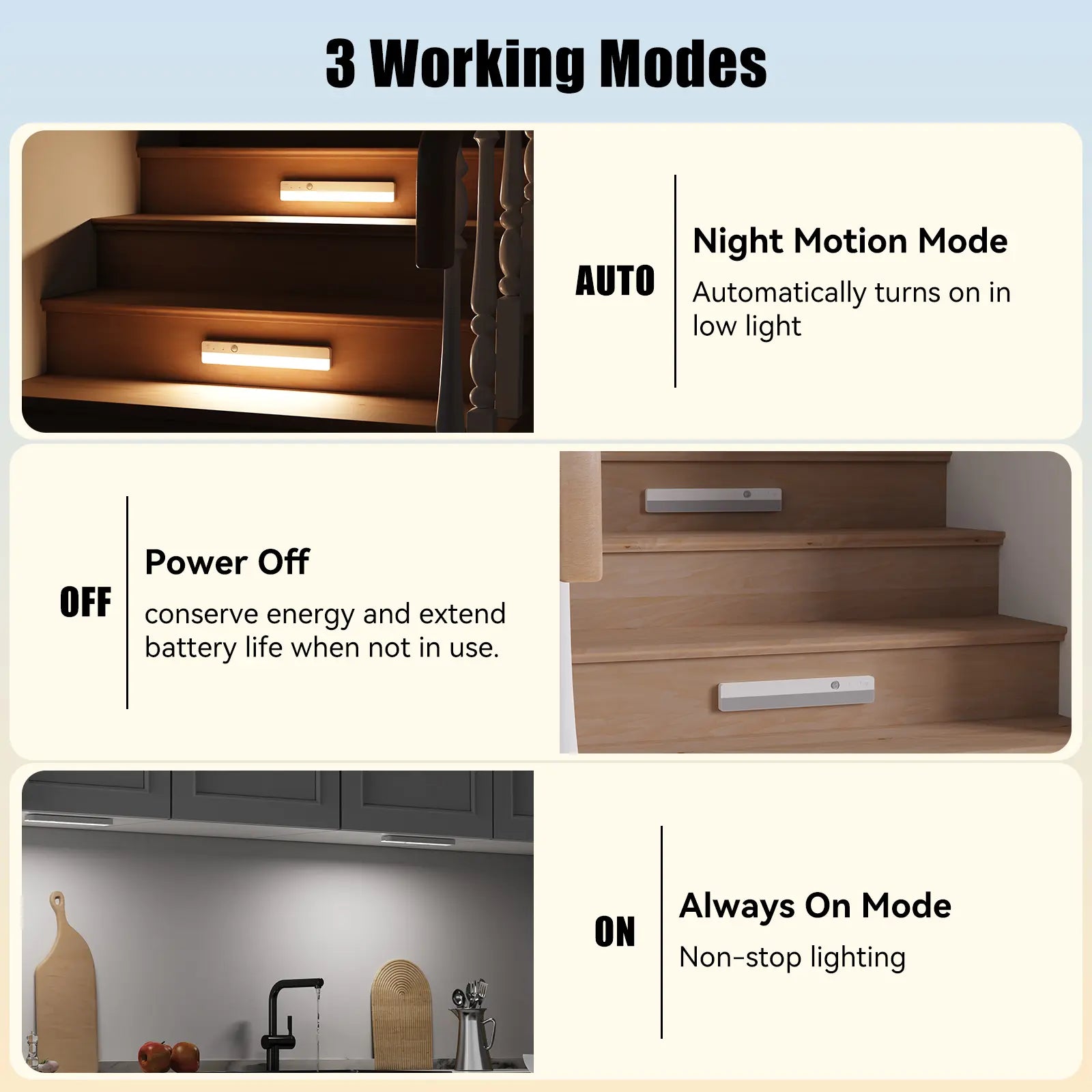 2 Pack LED Closet Light,Under Cabinet Lighting Battery Powered Input Wireless Motion Sensing Light, Auto on off Switch, Motion Sensor & Light Sensor, Light Beam Adjustable